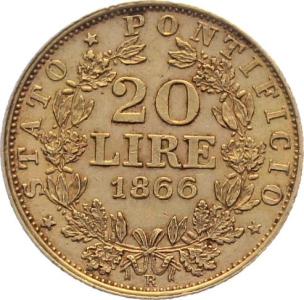 Vatikan 20 Lire 1866 - Pius IX.